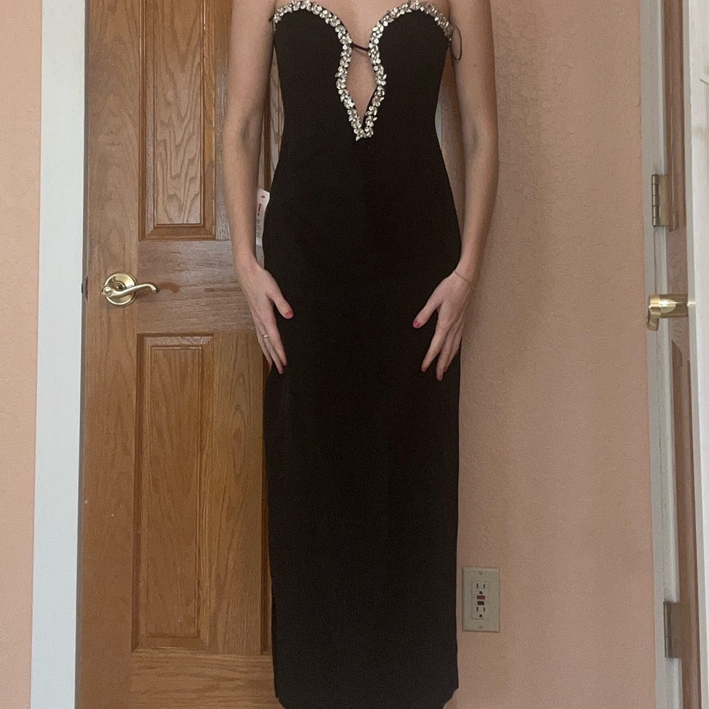 Bardot Black Strapless Dress with Silver Accents - Picture 10 of 10